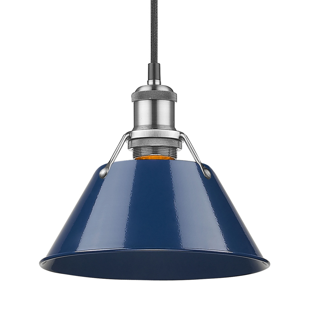 Yep by Golden Lighting Orwell 1-light 8in Pendant in Pewter and Navy Blue shade